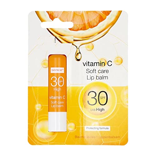 Pack de 6 bálsamos labiales Sence Sun Care, vitamina C con SPF 30, 4,3 g
