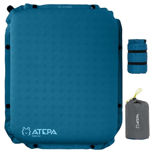 ATEPA Inflatable Stadium Seat Cushion, Self-Inflating Memory Foam Stadium Seats Bleacher Seat Chair Cushion Pad for Airplane Travel Backpacking Sports Events