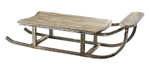 Kobolo Dekoobjekt Schlitten Winterdekoration Snow - aus Holz in grau -...