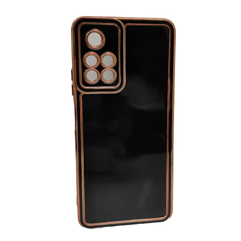 Thubans Soft Silicone Back Cover has Transparent and Golden Frame Case Pattern for Redmi Note 11T