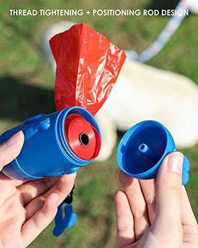 Image of Poop Bag Holder Dispenser with Used Waste Bag Carrier, Creative Styling, ABS Body, 360 Rotatable Lockable Buckle for Leash (Blue)