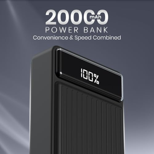 Portronics Luxcell Bind Mini 20k 20000mAh Powerbank with 22.5W Fast Charging, in-Built Type C PD(Input & Output) /8 Pin Cable, LED Battery Display, USB-A Mach Output, Compatible with Multiple Devices view 2
