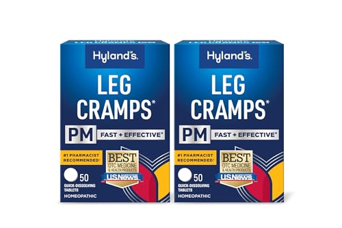 Hyland's Leg Cramps PM, Relief of Nighttime Leg, Calf, and Foot Cramps, 50 Quick-Dissolving Tablets 2-Pack (100 Total)