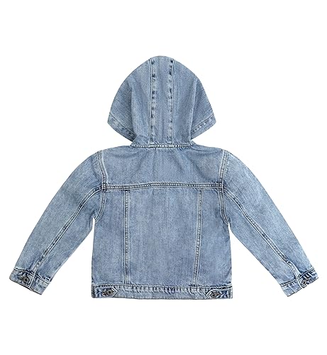 Image of KIDSCOOL SPACE Boys Denim Jacket,Little Big Kids Simple Design Hooded Jean Coat