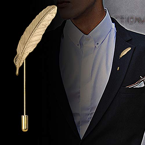 Man Brooch Pin Lapel Stick Pin Suit Tie Feathers Vintage Leaves Brooch Badge JA962