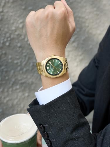 Image of French Connection Lumiere | Analog Display | Green Dial | Gold Stainless Steel Strap | Watch for Men - FCU16NGM