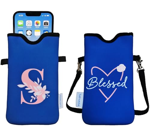Image of Tainada Neck Phone Personalized Initial Pouch w /Crossbody Strap(Letter S)