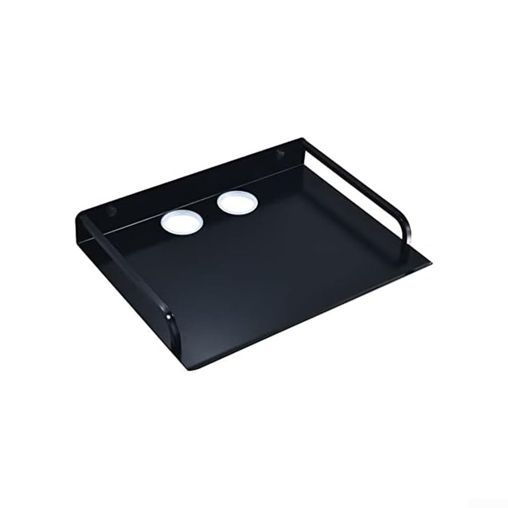 Supporto da parete per proiettore e ripiano galleggiante per Media Box, router e console di gioco, 33 x 25 x 4,2 cm, in alluminio spaziale resistente con foro per cavi, design elegante nero