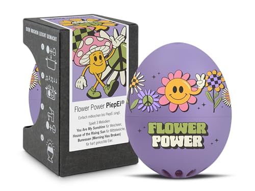 Flower Power PiepEi - Singende Eieruhr zum Mitkochen - Eierkocher für 3 Härtegrade - Für alle Blumenkinder - Lustiges Kochei - Musik Eggtimer - Brainstream