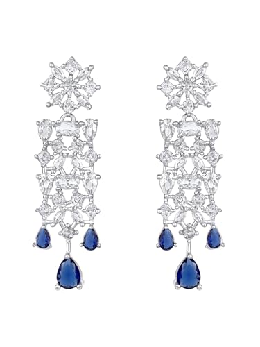 Image of ASMITTA Jewellery Silver American Diamond Necklace Set with Maang Tikka | Traditional Rhodium-Plated CZ Jewellery Sets for Women | Perfect for Bridal Weddings, Festivals & Special Occasions