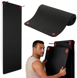 Bundle of SPRI Hanging Exercise Mat 71"L x 23"W x 3/8" Thick + SPRI Wall-Mounted Rack for Hanging Exercise Mats, Black