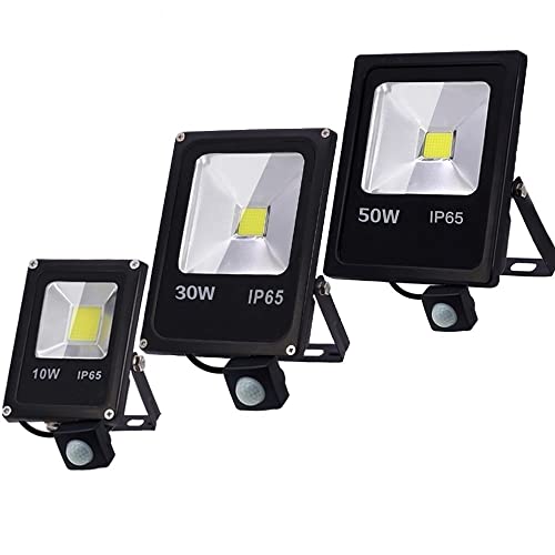 PQAGOJSTL Foco LED for exteriores, reflector de 220 V, 50 W, 30 y 10, con sensor movimiento, IP65, resistente al agua, seguimiento iluminación