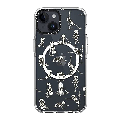 Coque transparente iPhone 14 Magsafe yoga squelette blanc