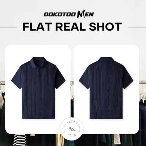 Mens Knit Polo Shirts Short Sleeve Button Down Texture Polo T Shirts Casual Golf Polo Collared Shirts4