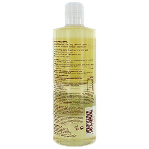 PraNaturals Aceite de ricino prensado en frío 500ml - 100% vegano y natural, Para mejorar el crecimiento del pelo y las pestañas y obtener una piel más suave. Rico en omega 6 y omega 9