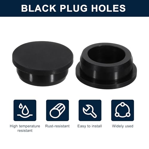 Image of uxcell 2 Pcs Black Plug Holes, Waterproof Rubber Button Plug for 37mm / 1.46 inch Hole