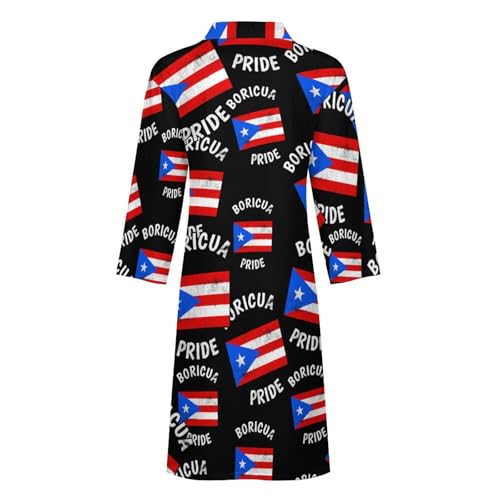Bata de baño para hombre de longitud media Boricua con cinturón ajustable 5