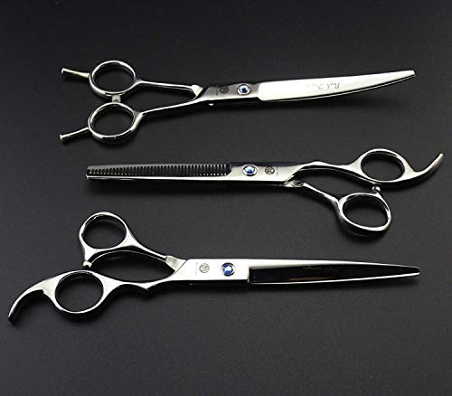 Purple Dragon 7.0 Inch Rhinestone Decoration 3Pcs Pet Grooming Scissors Dog Hair Cutting & Thinning Shears Set #TOP4