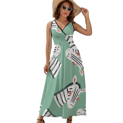 Robe longue d'été motif cheval rayé style décontracté - 6