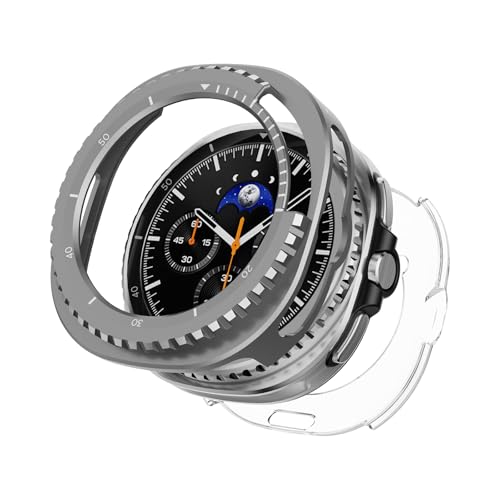 Wacanc Metal Protective Case For Samsung Galaxy Watch 8 Classic (2025) 46mm, Anti-Scratch Samsung Watch Case With Back Frame, Drak Gray - image 1