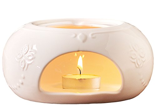 Jusalpha Elegant Embossed White Ceramic Teapot Warmer 01