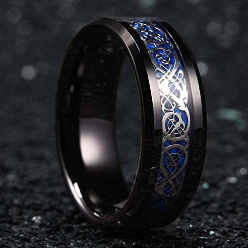 Tungsten Carbide Wedding Band Ring Blue Celtic Dragon, (Size 8mm Ring Size 8-13)2