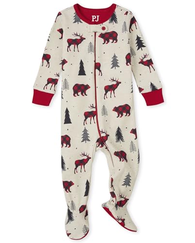 The Children's Place baby girls Family Matching Christmas Holiday Pajamas Sets, Snug Fit 100% Cotton, Adult, Big Kid, Toddler, and Toddler Sleepers, Buff Bear, 3-6 Months US