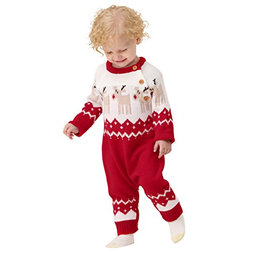 mimixiong Baby Christmas Sweater Toddler Reindeer Outfit Long Sleeve Red Clothes2