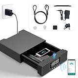 KENRONE Fingerprint Biometric Gun Safe, Drawer Safe for Hand guns with 5-Ways to Unlock, Store Cash and Valuables Securely- with Humidity |Temperature| Alarm Clock| Time