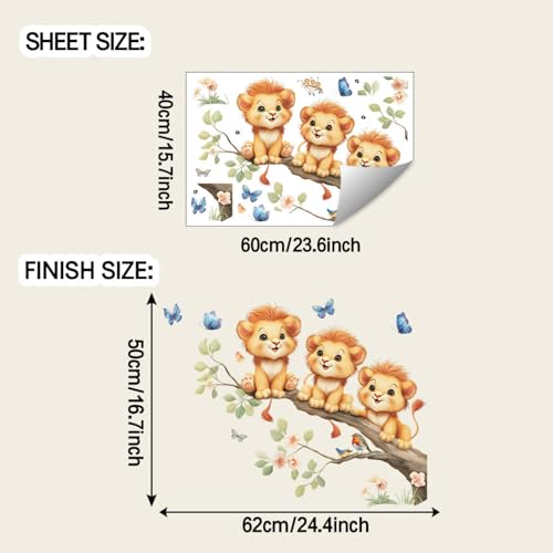 Vinilos decorativos Achang leones bebés para pared miniatura 2