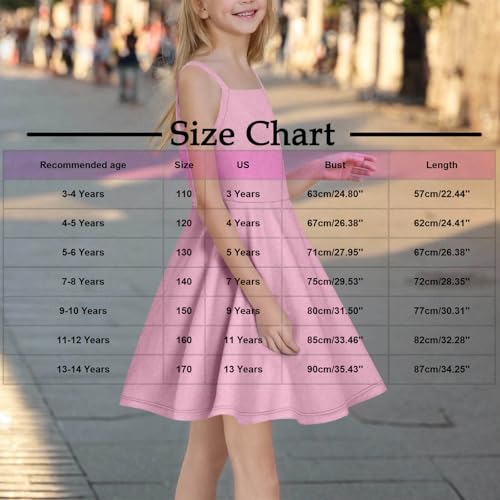 Girls Summer Dress Sleeveless Spaghetti Strap Midi Sundress A-line Swing Casual Flowy Dresses2