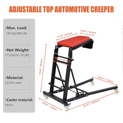 THDUGG Large Topside Creeper 48"-64" Height Range, 400 LBS Capacity Automotive Creeper Top Side Creeper Foldable Car Creeper with 4 Caster Wheels and Padded Deck for Auto Repair Maintenance by THDUGG - Used condition - Image 5