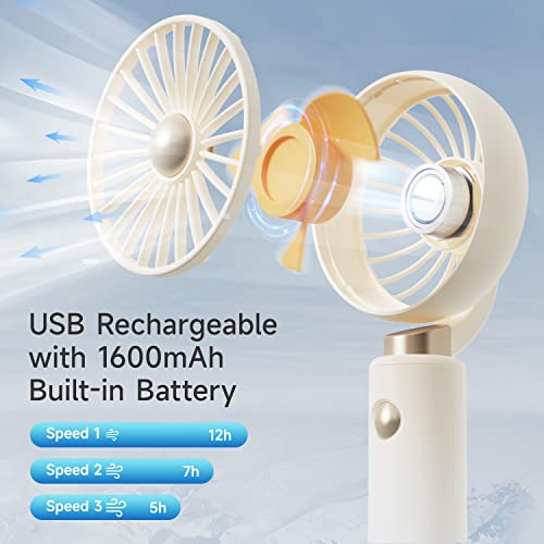 Ideart Portable Handheld Fan, Battery Operated Rechargeable Personal Fan, 3 Speed Personal Desk Table Fan With Base, For Outdoor Activities, Summer Gift For Men Women #TOP3