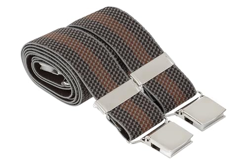 Bretelles de pantalon XL 122 cm et 111 cm à rayures dos Dogtooth 4 clips