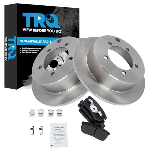 Image of TRQ Rear Brake Pad and Rotor Set Semi Metallic Compatible with 2004-2006 Mitsubishi Lancer 2005-2006 Outlander