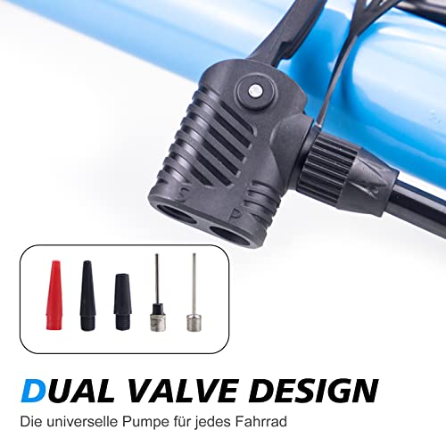 Weerock Bike Pump,Portable Bicycle Tire Pump,Air Pump,Handle Pump,Bike Floor Pump With Ball Needle And Balloons Inflator For Soccer Basketball,Multi Colors,Blue #TOP6