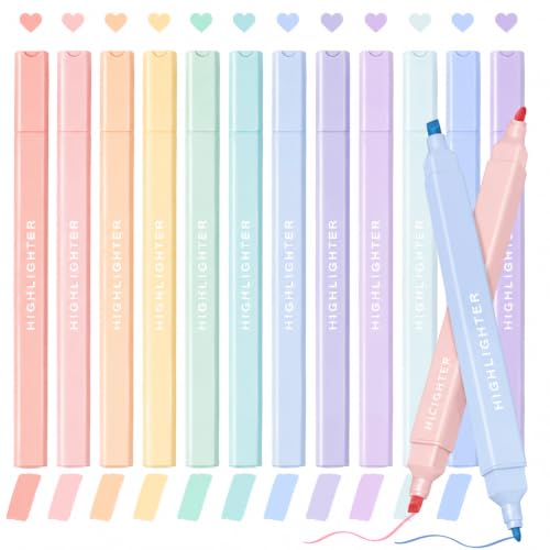Image of 12 PCS Highlighter Pastel Pen Marker Pastel Assorted Colours, Aesthetic Marker Pens Highlighter Set, Perfect for Diary or Notebook in School,Office Supplies Smooth Writing Quick Dry