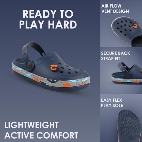 Image of URJO Splash Kid's Clogs /Sandals with Adjustable Back Strap Ultra Soft & Flexibility Anti Skid Comfortable Waterproof Daily Mules Clogs /Sandals Boy's & Girl's
