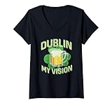 Photo Gallery donna dublin my vision funny st patricks day beer drinking maglietta con collo a v Photo Gallery donna dublin my vision funny st patricks day beer drinking maglietta con collo a v