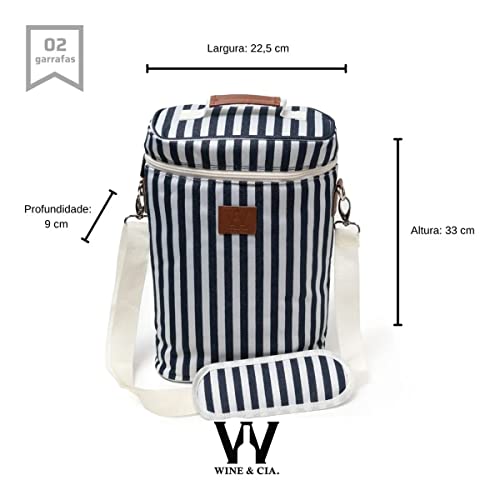 Wine Bag Para 2 Garrafas de Vinho Termica Wine & Cia Listrada