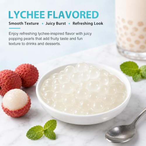 Image of Soeos Lychee Popping Boba Pearls, 1.2 lbs(550g)