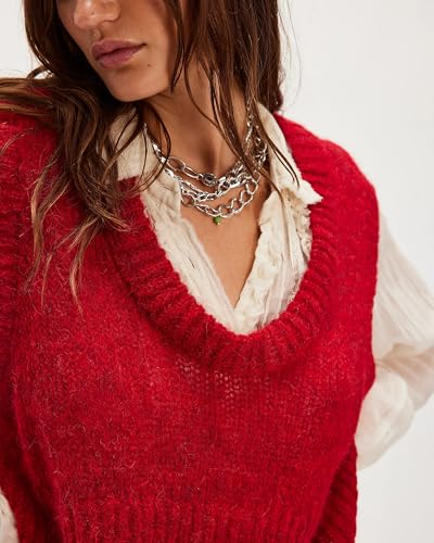 Gacaky Women Sleeveless Crop Knit Vest Casual Crew Neck Loose Fit Knit Lightweight Sweater Pullover Tops Fall Trendy Clothes3