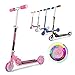 WeSkate Scooter Pieghevole con LED ABEC 7 Cuscinetti a Sfera per Bambini (B3/Rosa)