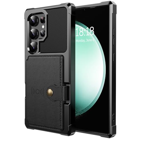 Étui iPhone et Samsung Galaxy S21 noir housse à rabat magnétique en cuir rigide et silicone