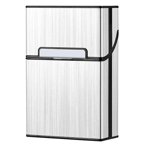 Image of Metal Cigarette Case,Cigarette Holder,Magnetic Opening Closure,Holds 20 Cigarettes (Silver)