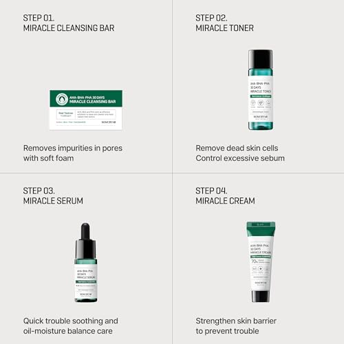 SOME-BY-MI-AHA-BHA-PHA-30Days-Starter-Kit-Toner-101Oz-Serum-033Oz-Cream-07Oz-Cleansing-Bar-105Oz-Mild-Exfoliating-Daily-Skin-Care-Set-Acne-Sebum-and-Oiliness-Care-Korean-Skin-Care