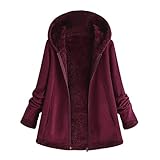 Bumblebee Damen Elegant Wintermantel Winterjacke Lang Winter Jacket Outwear Plüschjacke Damen Rosa mit Kapuze Fleece Dicke Reißverschluss Kapuzenjacke Warm Mantel Felljacke Overcoat Parka Coat