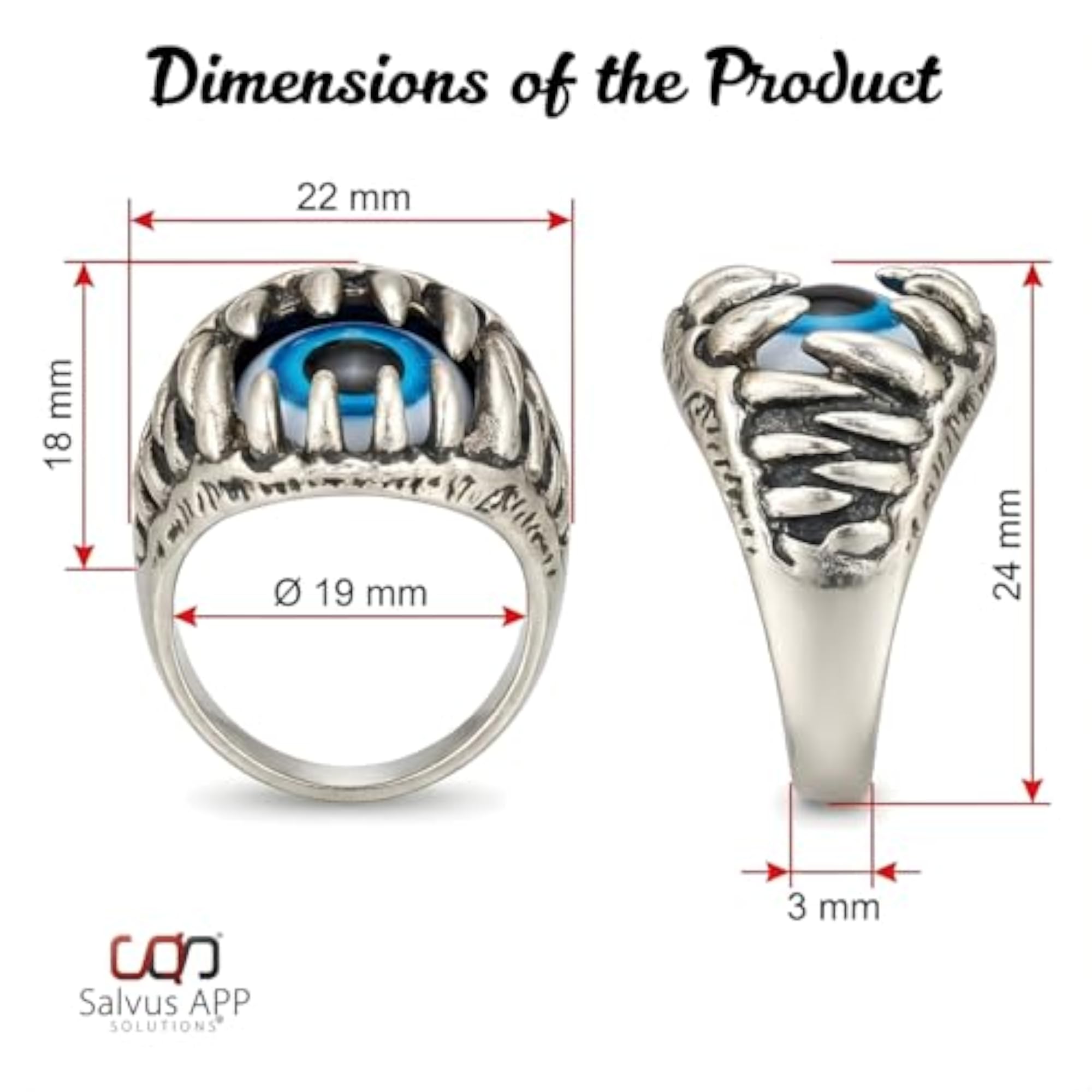 Metal Nazar Battu Evil Eye Adjustable Ring, Unisex
