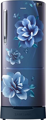 Image of Samsung 183 L, 3 Star, Digital Inverter, Direct-Cool Single Door Refrigerator (RR20C2823CU /NL, Camellia Blue, Base Stand Drawer)
