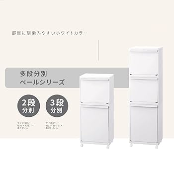 Amazon｜ゴミ箱 多段分別 3段 キャスター付き ホワイト｜フタ